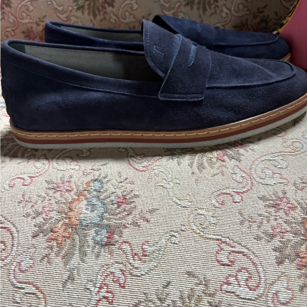 Tod's Blue and Brown Loafers Slip-Ons